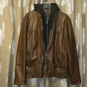 Faux leather motorcycle jacket